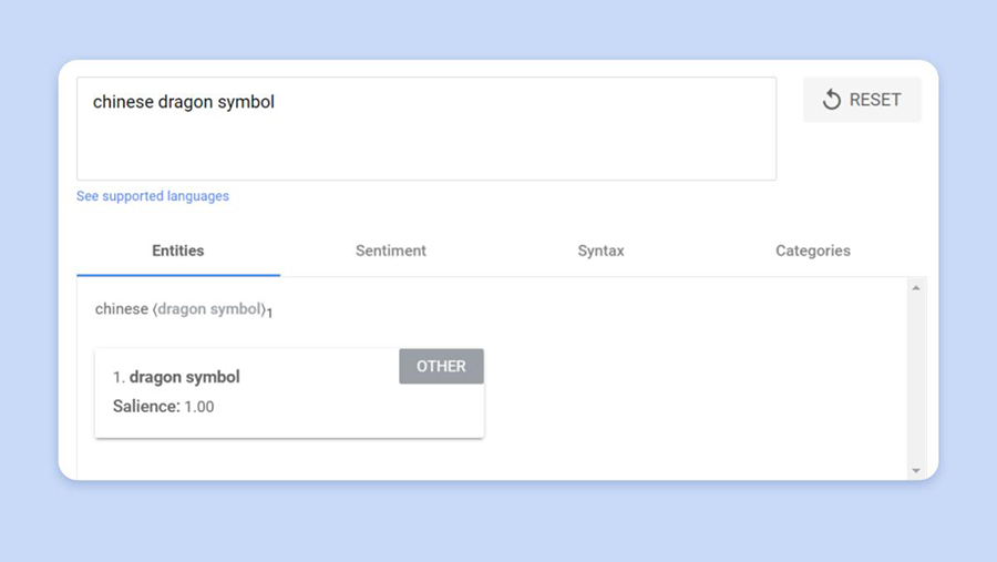 การสาธิต Natural Language API ของ Google แสดงเอนทิตี