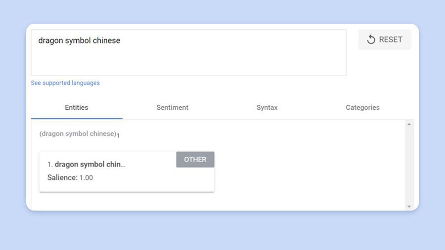 การสาธิต Natural Language API ของ Google แสดงเอนทิตี