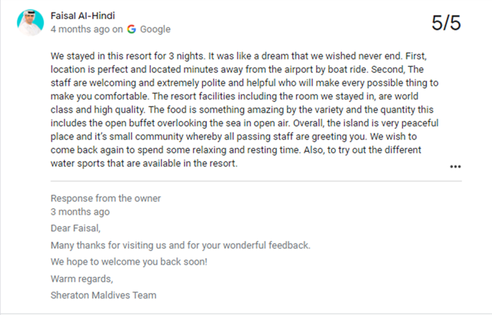 Отзывы о Sheraton на GBP