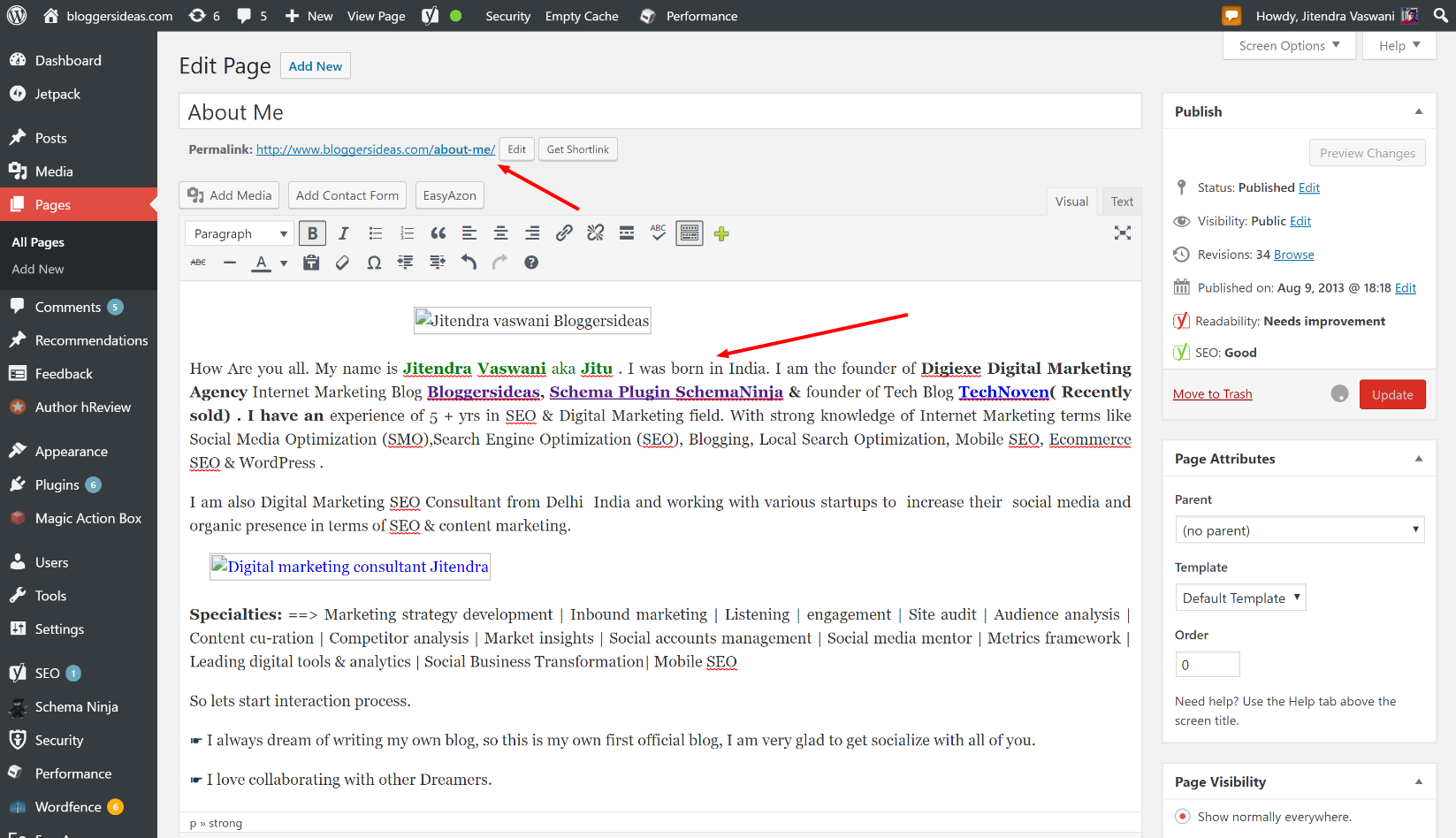 เพจเกี่ยวกับฉัน About me page