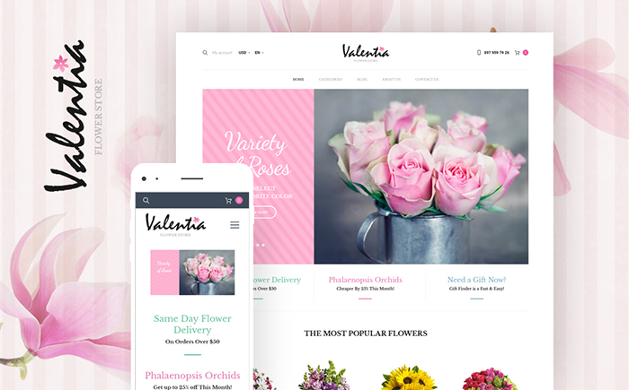 Valentia - Tema WooCommerce Magazin de flori