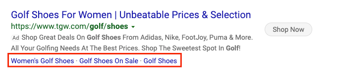 Anuncios de Bing con una extensión de enlace de sitio