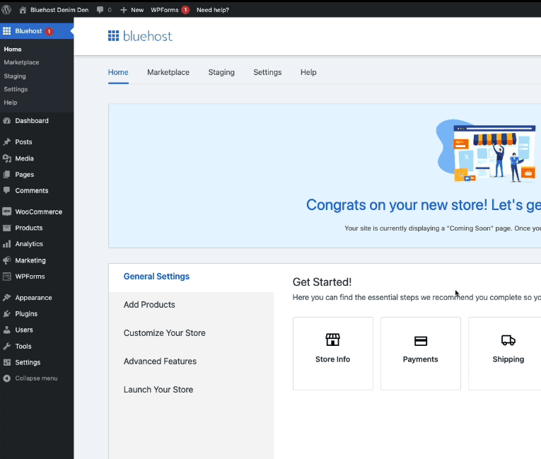 Web sitesi oluşturma seçenekleriyle WordPress panosunun ekran görüntüsü