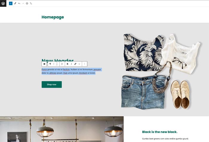 WordPress Blok Arayüzünün Ekran Görüntüsü