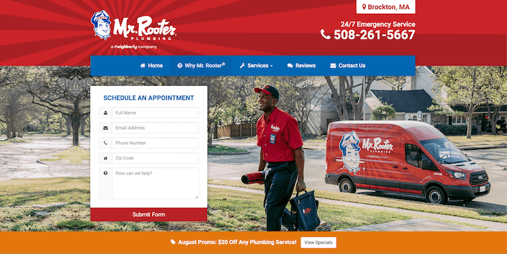 Przykładowa strona docelowa spotkania autorstwa pana rootera