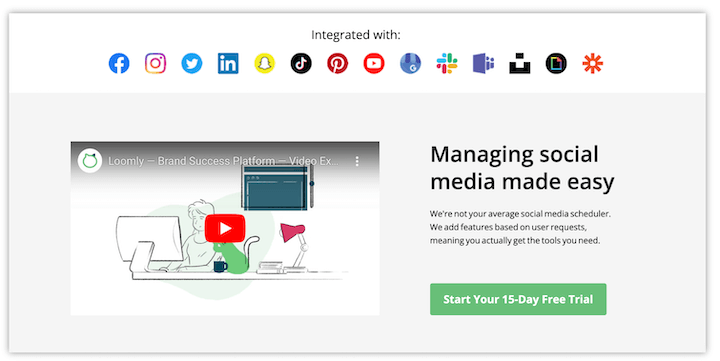 przykład strony docelowej z filmem od loomly