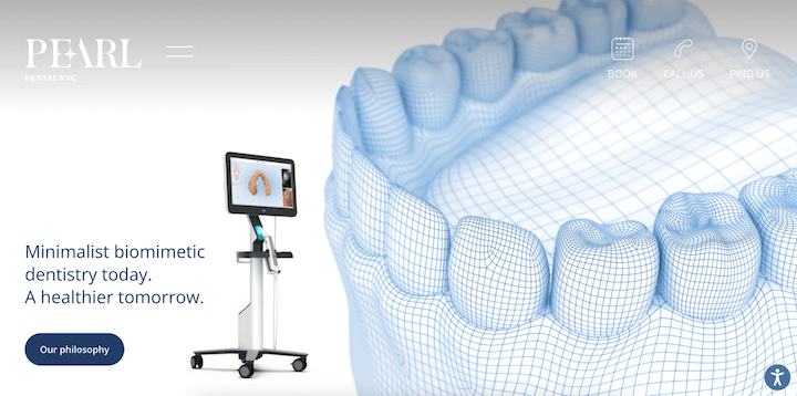 최고의 치과의사 웹사이트 예시 - 펄의 홈페이지