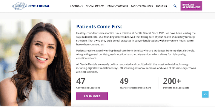 최고의 치과의사 웹사이트 예 - 부드러운 치과