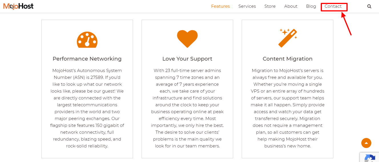 Recurso Mojohost - Serviços de rede de melhor desempenho Mojohost Feature - Best Performance networking Services