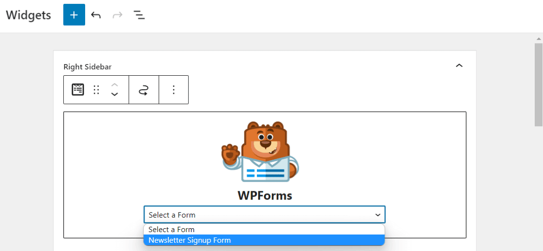 أضف نموذج التقيد WPForms إلى الشريط الجانبي