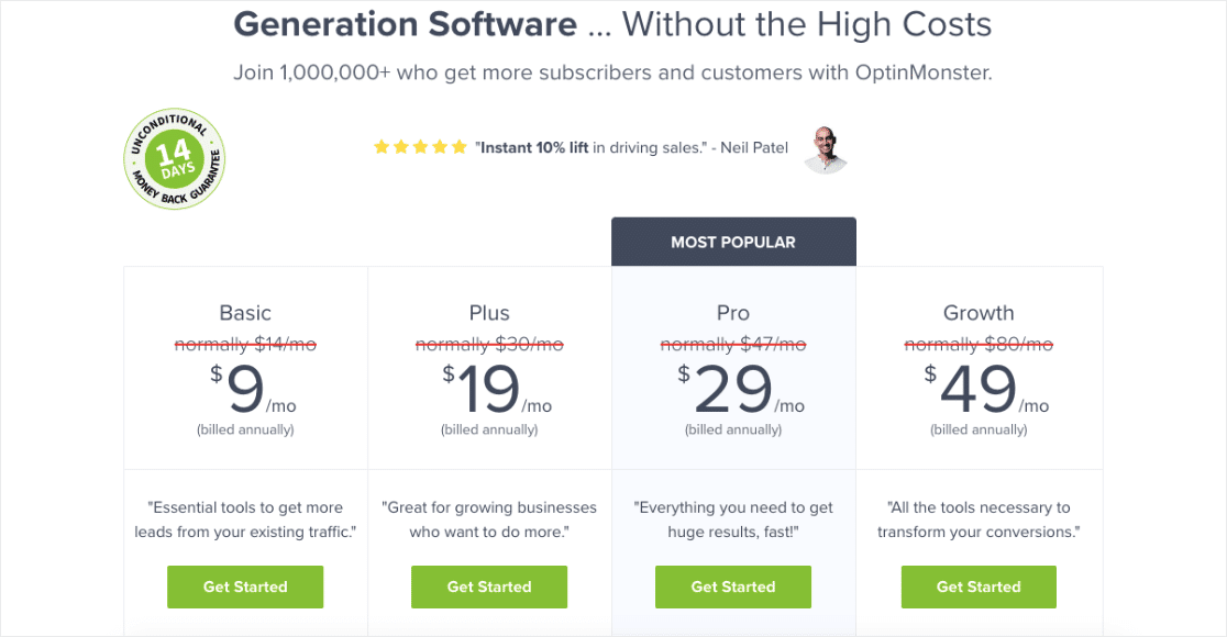 تسعير optinmonster