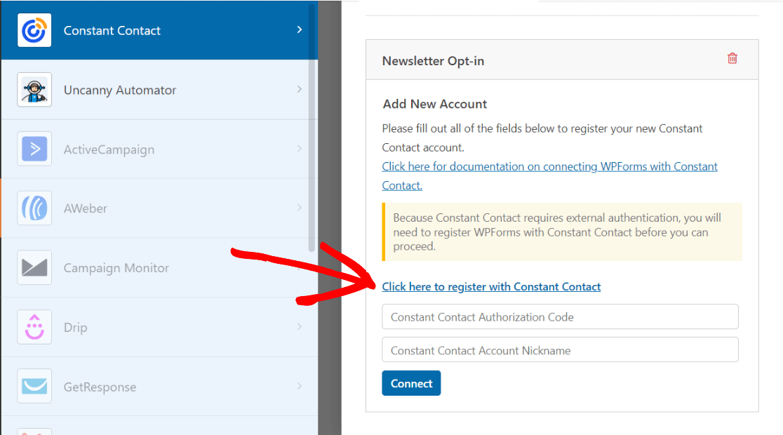 سجل مع كونستانت كونتاكت