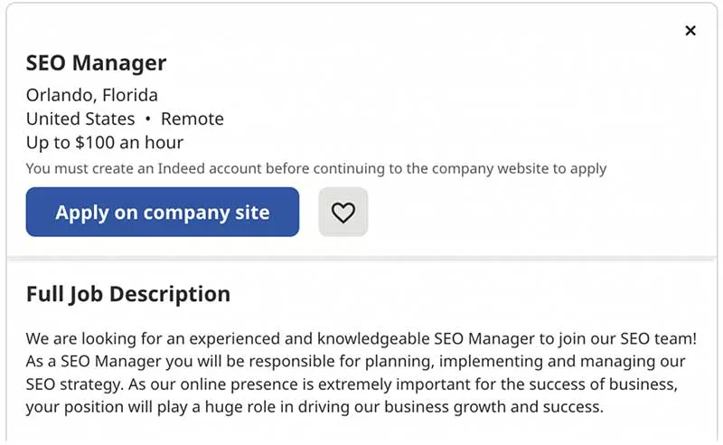 Descrizione del lavoro