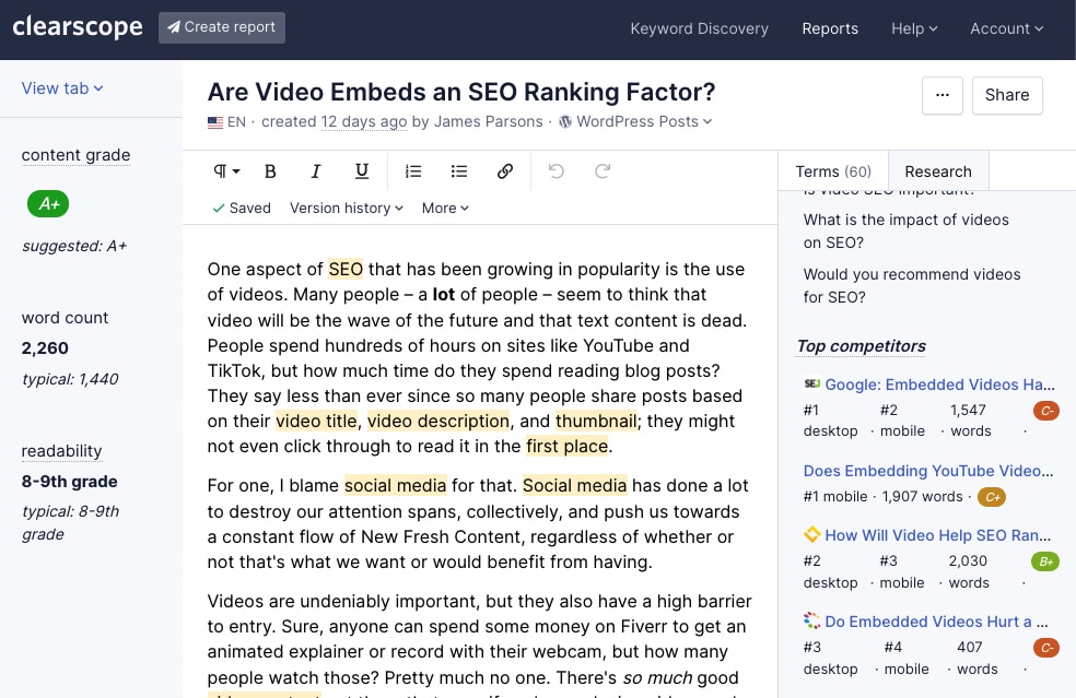 Clearscope의 일반적인 게시물