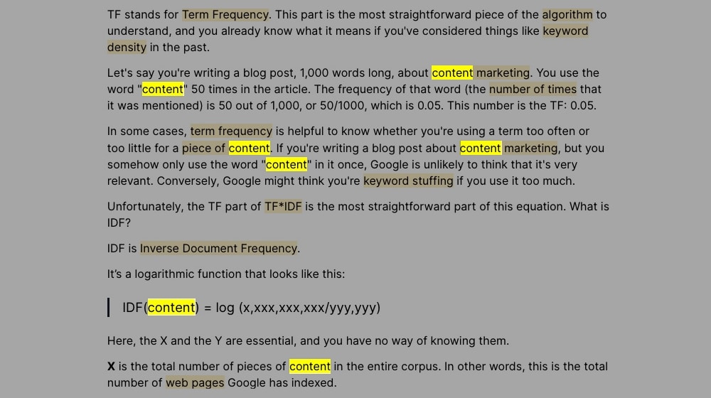 키워드 사용 강조