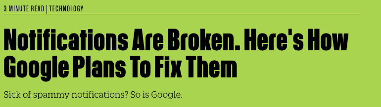 Exemplu de titlu de problemă și soluție de la Fast Company