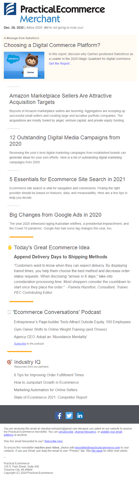 実用的な e コマース ニュースレター