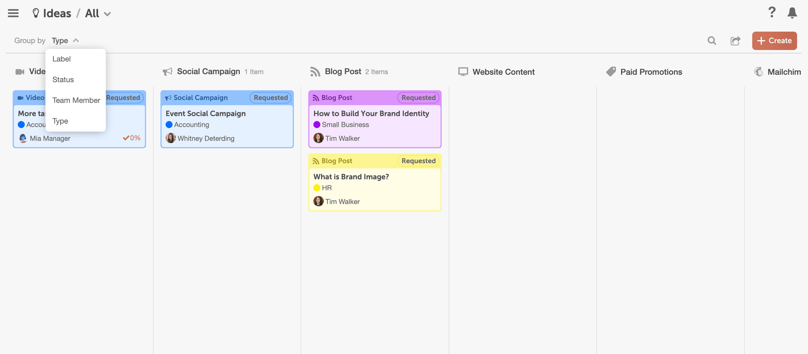 使用 CoSchedule 的創意板來規劃文章內容創意