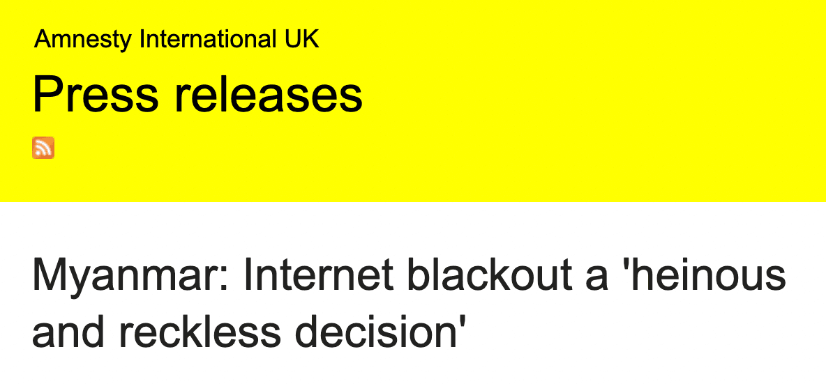 缅甸：互联网停电是一个“令人发指和鲁莽的决定”