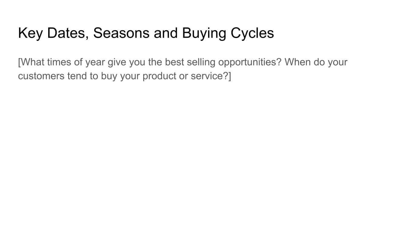 关键日期、季节和购买周期的模板示例