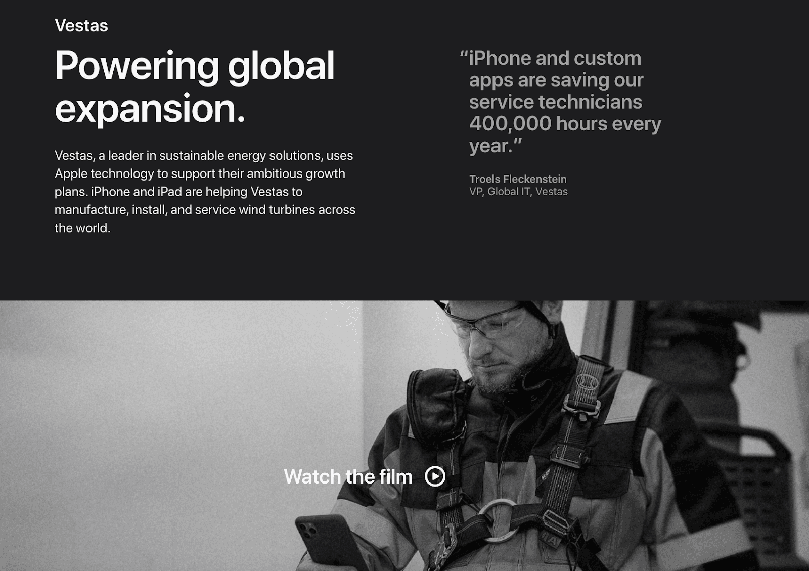 Apple 的維斯塔斯案例研究示例。