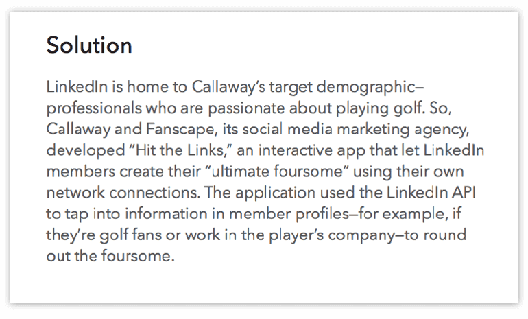 LinkedIn 的 Callaway 案例研究解決方案示例。