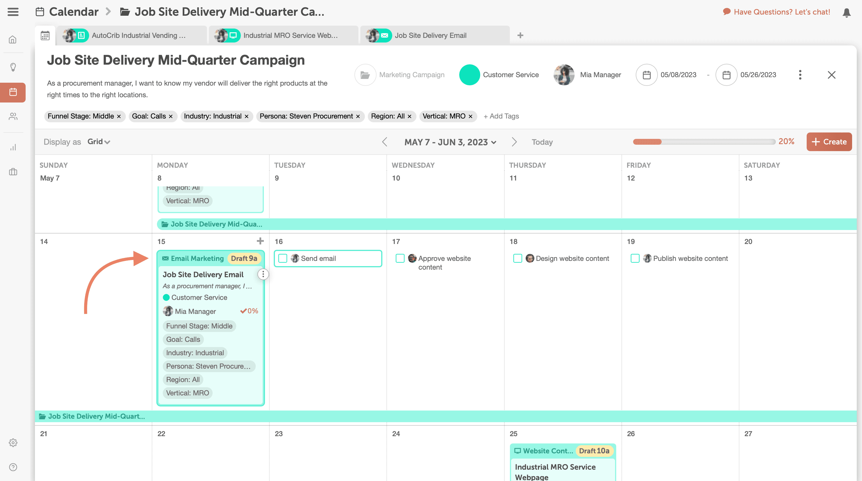 tipo de projeto no pacote de marketing