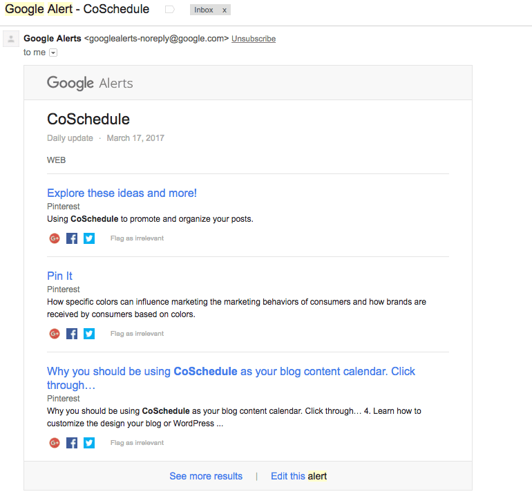 E-Mail von Google Alert