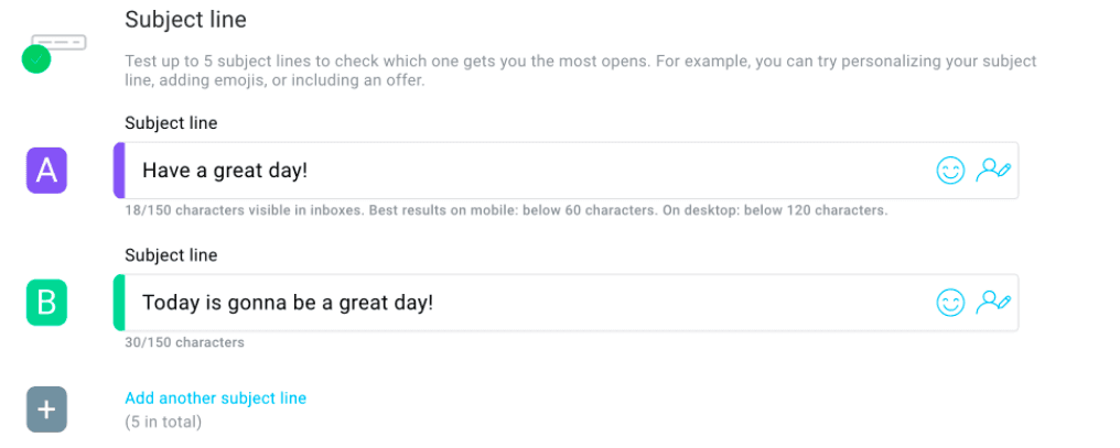 A/B テストの件名