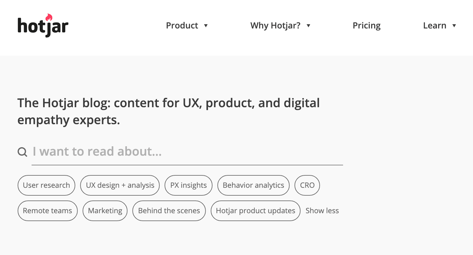 hotjar 分析ブログのカテゴリ