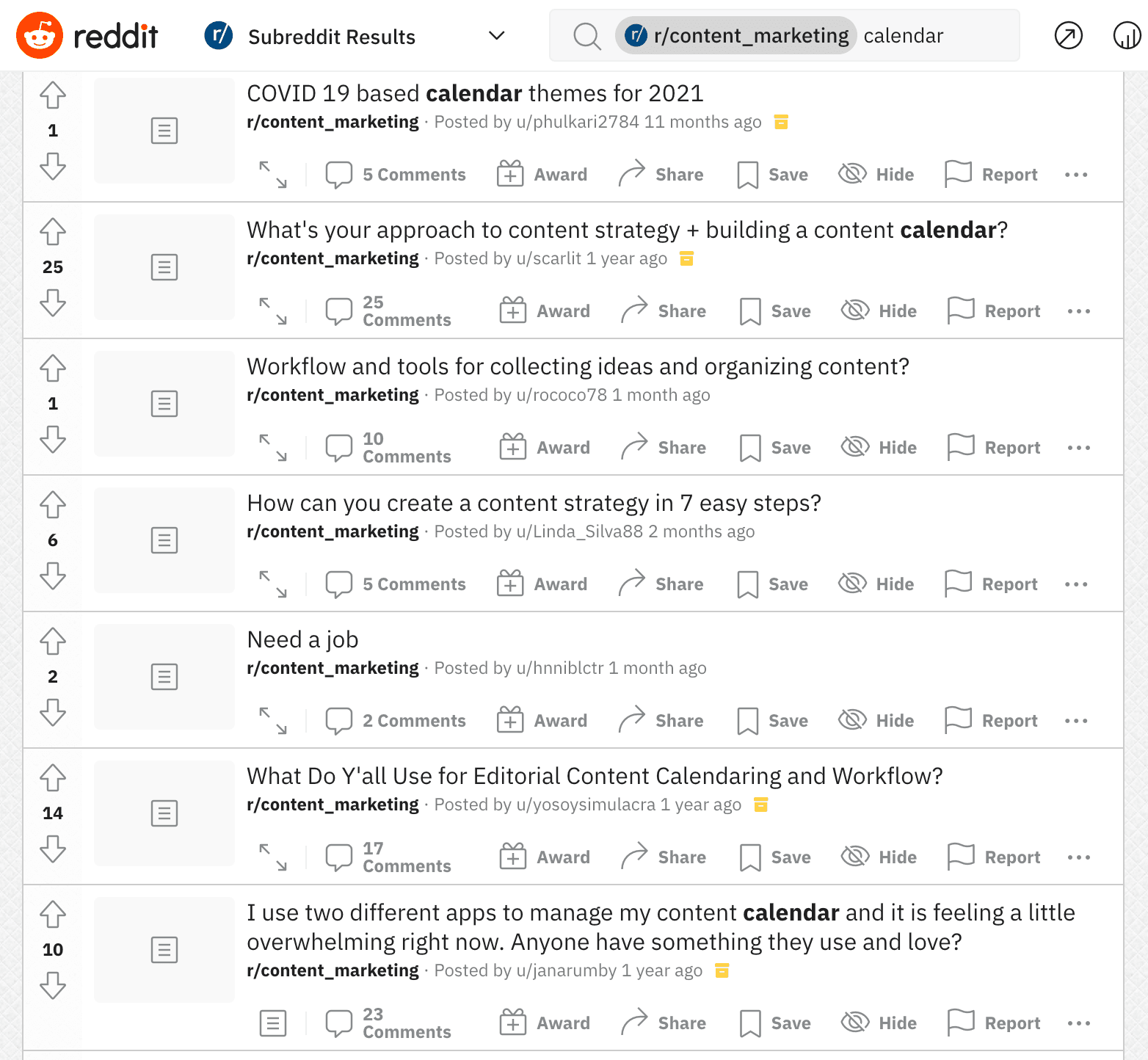 reddit でのキーワード調査