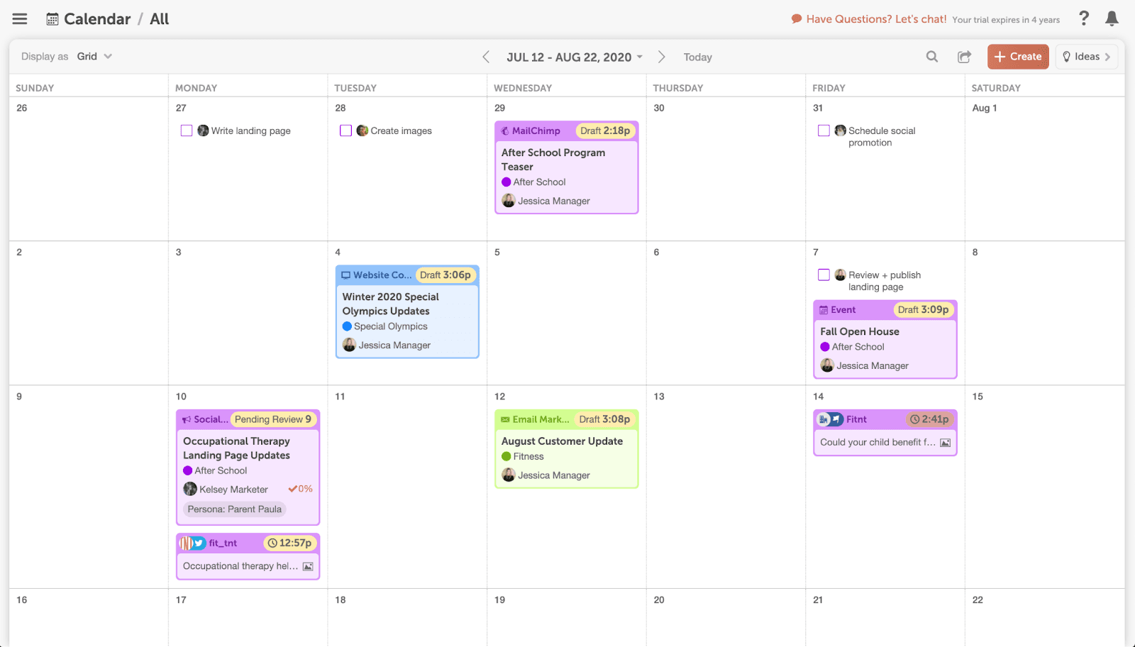 Calendar de marketing CoSchedule