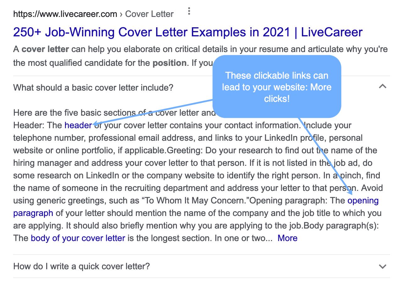 Google SERP 上的可点击链接