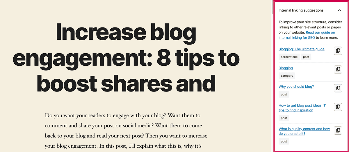 增加与 yoast 的互动