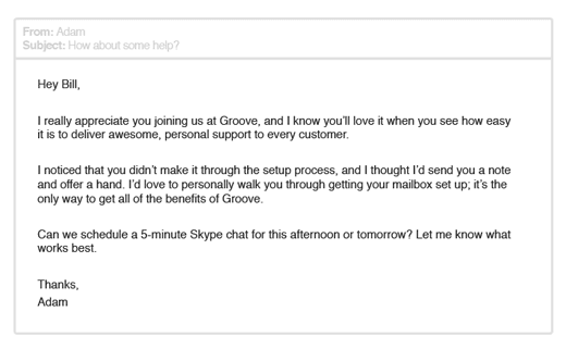Пример последующего электронного письма для удержания клиента