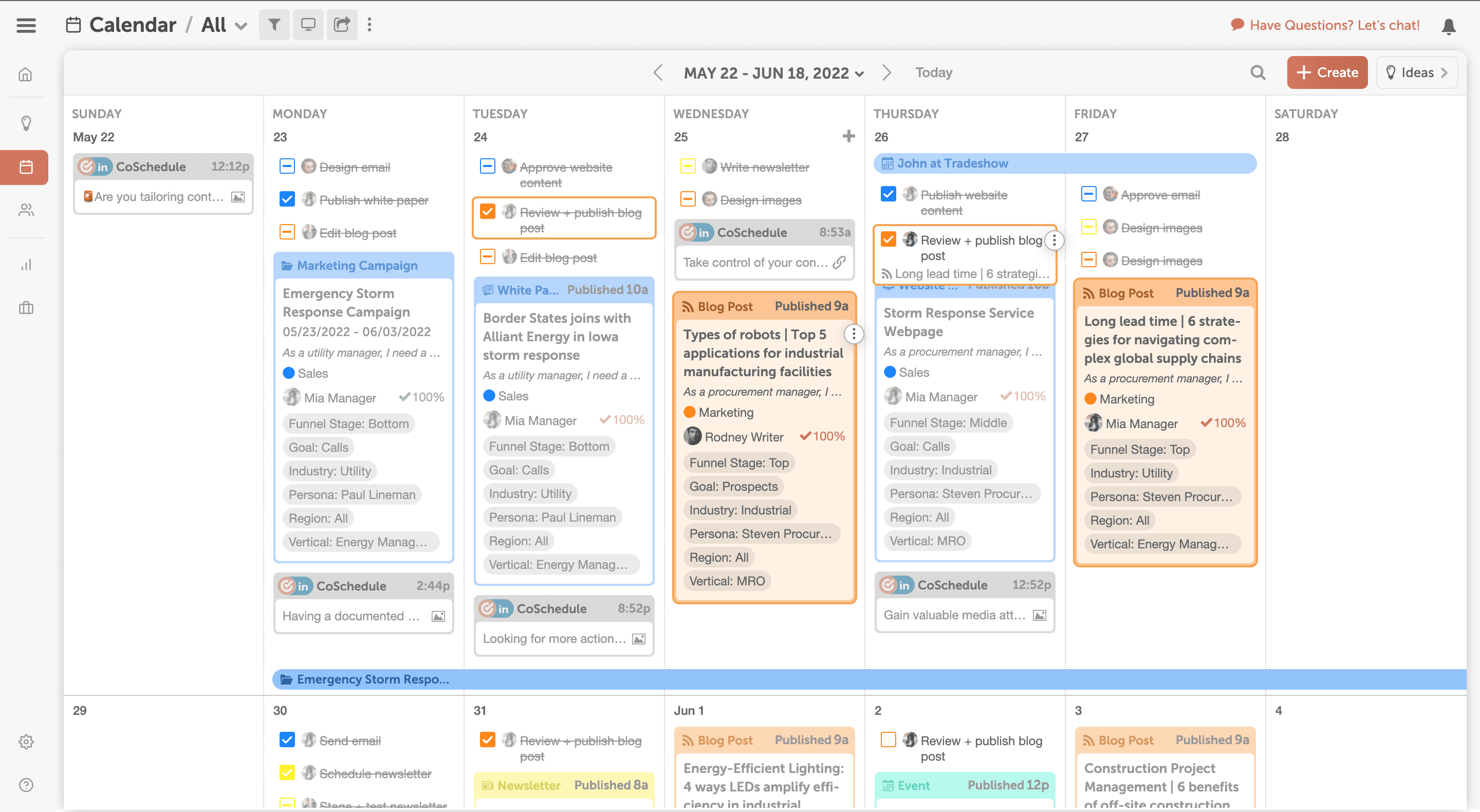 Przykład pakietu marketingowego CoSchedule