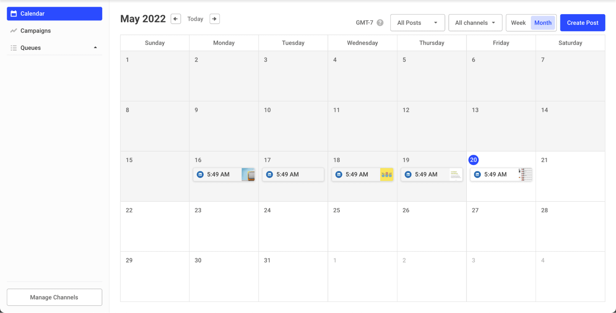 Przykład widoku kalendarza miesięcznego bufora