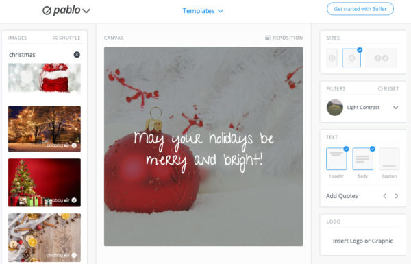 Grafică de vacanță creată în Pablo