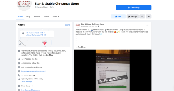 Pagina Facebook Star & Stable che ospita più omaggi di Natale