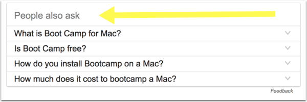 Google の「ユーザーも質問」機能