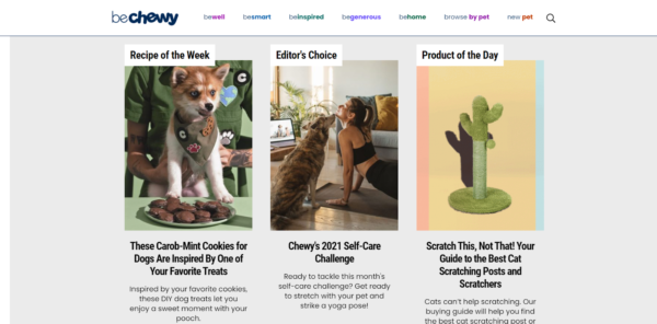 Chewy のブログのスクリーンショット