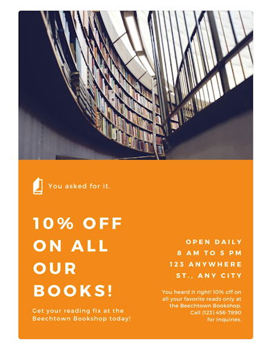 pamflet dengan gambar header tunggal dan teks bersih dan ringkas di bawah ini