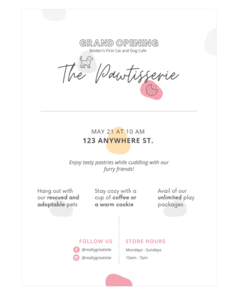 pamflet dengan pegangan media sosial ditampilkan di bagian bawah untuk mendorong pembaca terhubung di media sosial