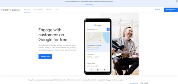หน้าเว็บ Google My Business ของ Google