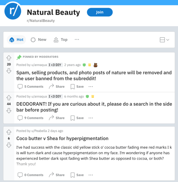 zrzut ekranu z subreddit r/NaturalBeauty