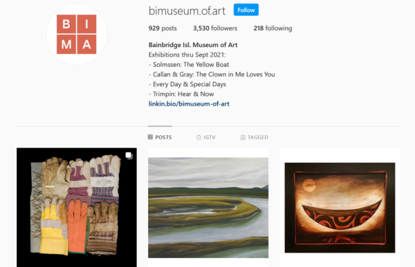 Strona Instagram dla Muzeum Sztuki Bainbridge Island