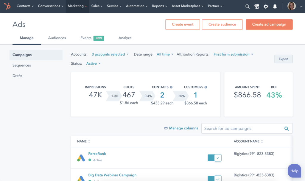 HubSpot-Anzeigen-Tracking-Software
