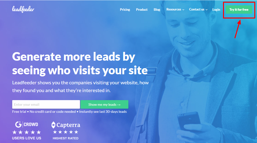 การตรวจสอบ Leadfeeder - หน้าเข้าสู่ระบบ