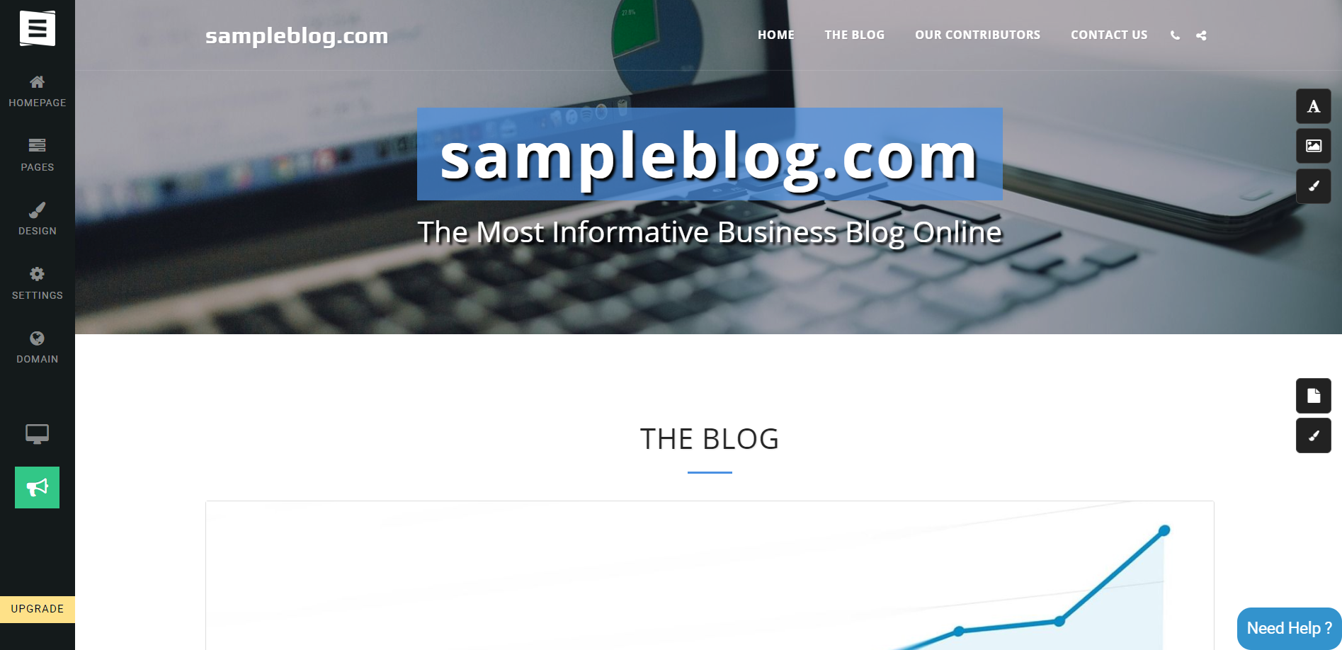 SITE123 Review- The Sample Blog Created