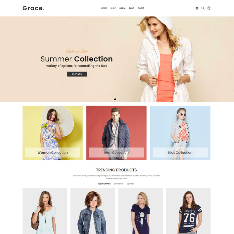 Grace - Minimal Moda Mağazası WooCommerce Teması